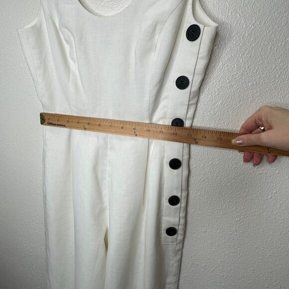 NWT Club Monaco Creme Emberlynn Linen Blend Jumpsuit 0 - Picture 13 of 16
